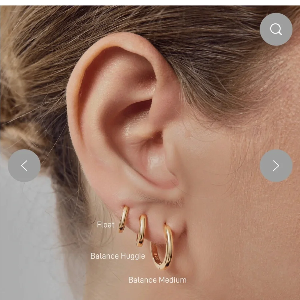 New Ardant Pavé Fire Moissanite Huggie Hoops Earring 18K Gold Vermeil & Silver - Picture 5 of 8